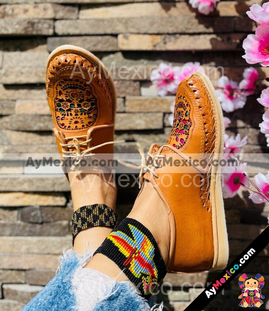 zn00026 Huaraches Artesanales Piso Para Mujer Tan Calavera Troquelada Zarape mayoreo fabricante calzado (4)