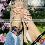 zn00003 Huaraches Artesanales Piso Para Mujer Tricolor Trenzado mayoreo fabricante calzado (5)