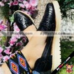 zn00007 Huaraches Artesanales Piso Para Mujer Negro Trenzado mayoreo fabricante calzado zapatos proveedor (5)