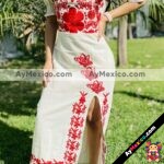 rn00116 Vestido Largo Flores Bordadas artesanal mujer mayoreo fabricante proveedor ropa taller maquilador (2)