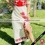 rn00116 Vestido Largo Flores Bordadas artesanal mujer mayoreo fabricante proveedor ropa taller maquilador (2)