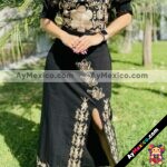rn00117 Vestido Largo Flores Bordadas artesanal mujer mayoreo fabricante proveedor ropa taller maquilador (1)