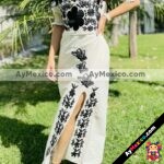 rn00118 Vestido Largo Flores Bordadas artesanal mujer mayoreo fabricante proveedor ropa taller maquilador (1)