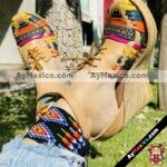 zj00046 Plataforma Artesanales Color Café Con Tejido Multicolor De Tacon Mujer De Piel Sahuayo (1)