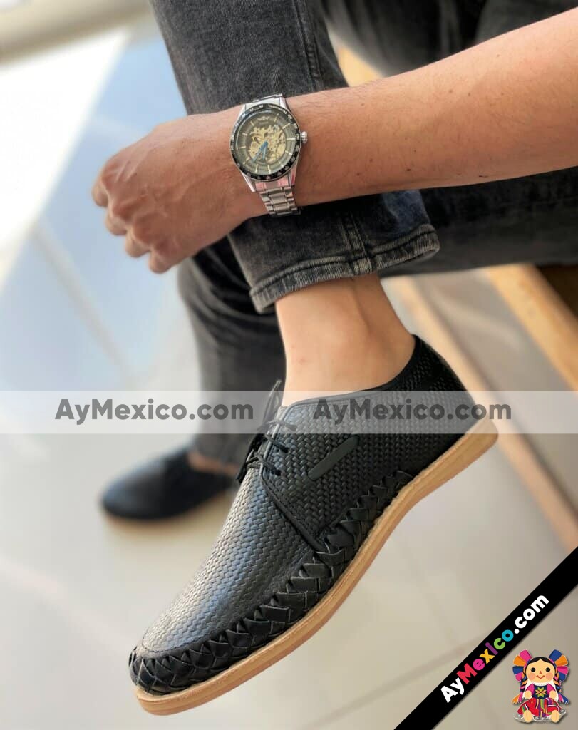 zn00030 Huaraches Artesanales Para Hombre Negro Relieve mayoreo fabricante calzado (1)