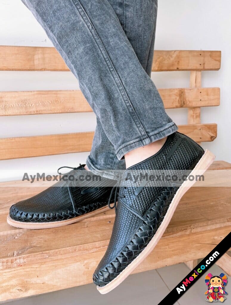 zn00030 Huaraches Artesanales Para Hombre Negro Relieve mayoreo fabricante calzado (4)