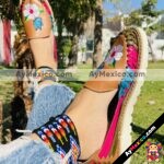 zj00972 Huaraches Artesanales Piso Para Mujer Tan Flor y Mariposa mayoreo fabricante calzado proveedor (1)