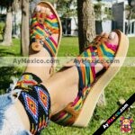 ZS01050 Huaraches Artesanales Piso Para Mujer Tan Tiras multicolor mayoreo fabricante calzado zapatos proveedor (1)