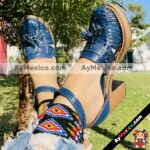 zj00871 Huaraches artesanales tejido color azul marino con pulsera mayoreo fabricante calzado mayoreo (1)