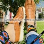 zs00939 Huaraches artesanales tejido color camel de piso mujer mayoreo fabricante calzado (1)