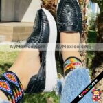 zs01057 Huaraches Artesanales Con Plataforma Negro Tejido mayoreo fabricante calzado (3)