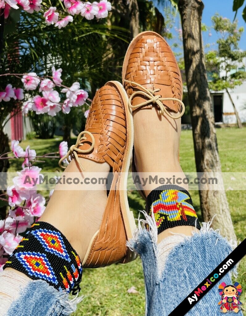 Zj00919 Huaraches Mexicanos Calidad Premium Artesanales De Mujer Color Tan De Piel De Tiras (1)