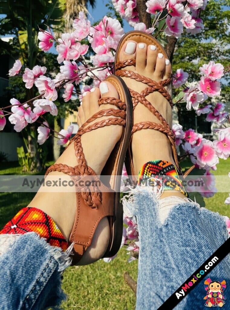 Ze00022 Huaraches Artesanales Piso Para Mujer Tan Anillo Trenzado Mayoreo Fabricante Calzado (1)