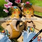 Zs01104 Huaraches Artesanales Con Plataforma Camel Flores De Colores Bordadas Mayoreo Fabricante Calzado (1)