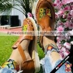 Zj 01014 Huaraches Artesanales Piso Para Mujer Café Mariposa Bordada Con Girasoles Fabricante Calzado Mayoreo (1)