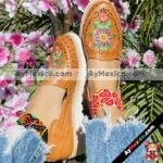 Ze 00057 Huaraches Artesanales Piso Para Mujer Nuez Flores De Colores Bordadas Fabricante Calzado Mayoreo (1)